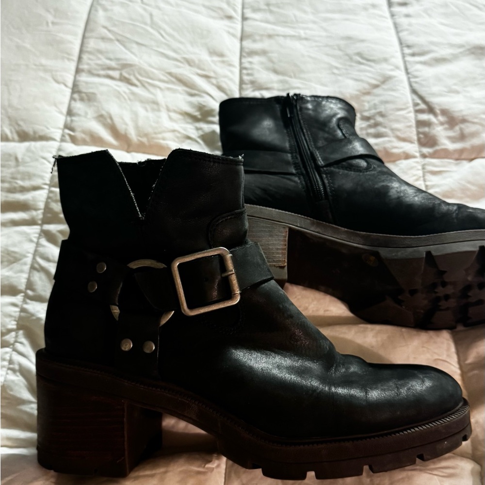 Lucky Brand Womens Black Leather Ankle Boots